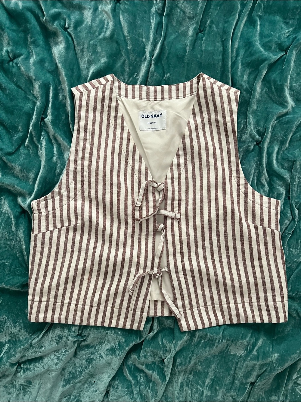 NWOT Old Navy Brown & Cream Striped Tie-Front Vest